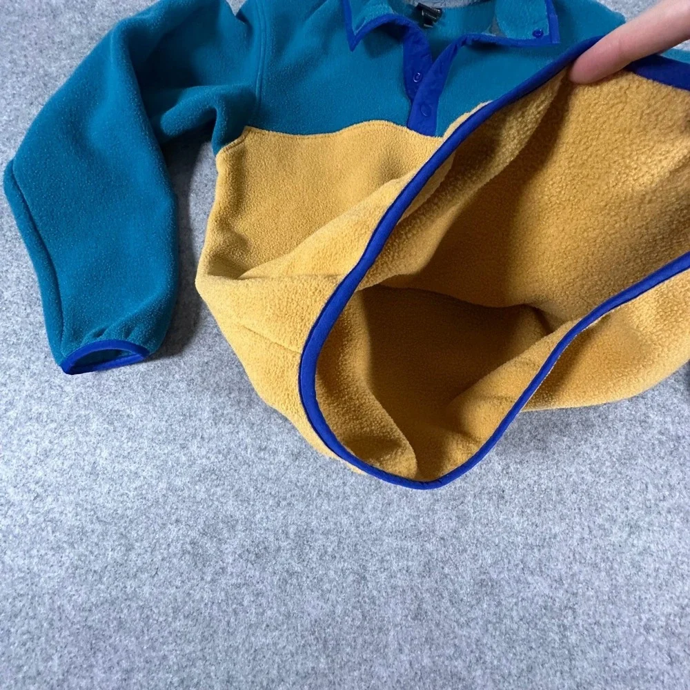Patagonia Synchilla Snap-T Fleece Size Large Blue Teal Yellow Kids Pullover B4